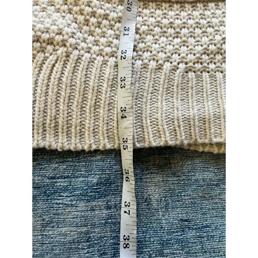 Reborn J Ivory Cable Knit Open Front Cardigan Women's Large